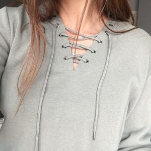 Zumiez Light olive strapped front sweater